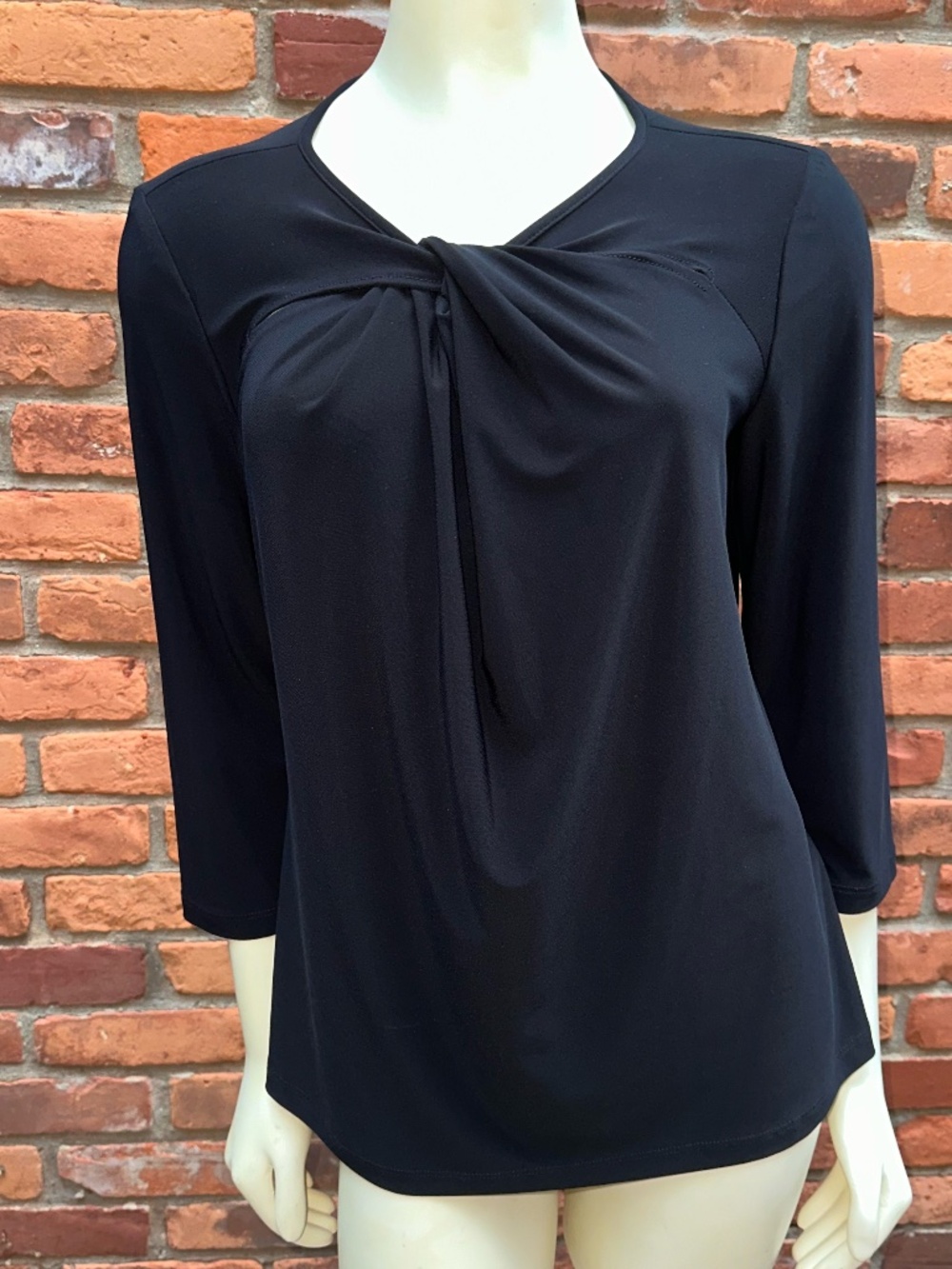 Joseph Ribkoff Black 3/4 Sleeve Twist Front Top - Sz 10